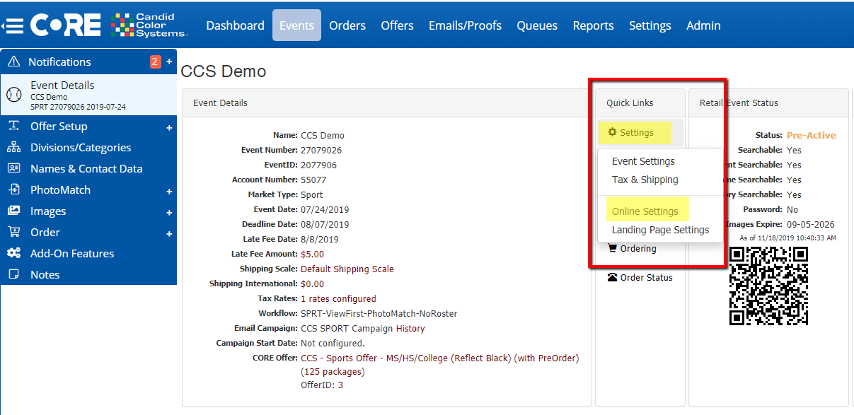 How can I enable or disable online PreOrders?